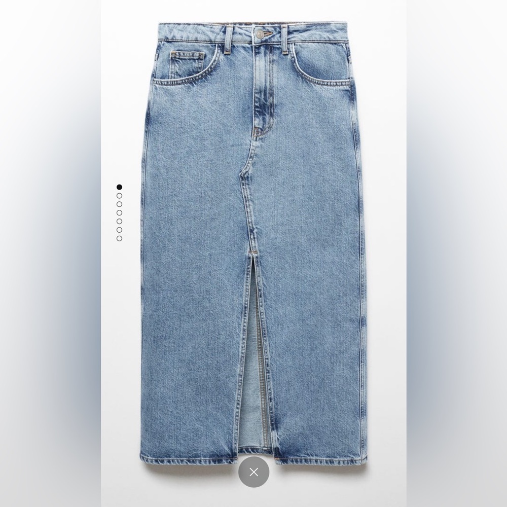 Mango denim slit front midi skirt